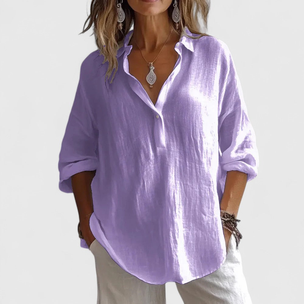 Aurelis™ | Damen Bluse mit V-Ausschnitt und lockerer Passform