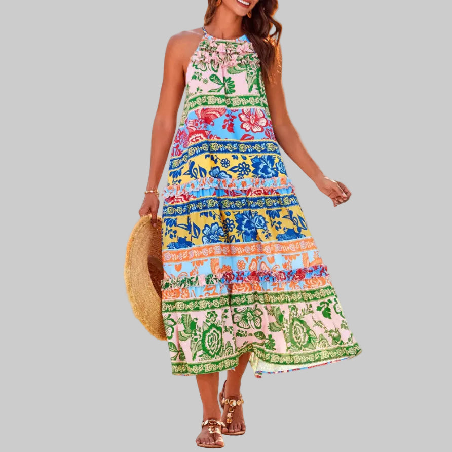 Lindenberg™ | Maxikleid mit Halter-Ausschnitt und Blumenprint