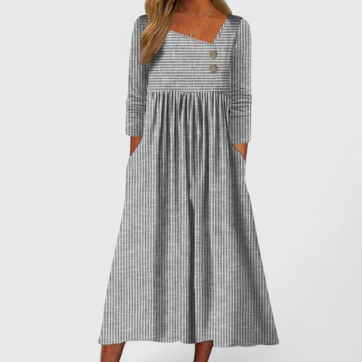 Stahlberg™ | Midi-Kleid mit Taillenschnitt und asymmetrischer Knopfleiste