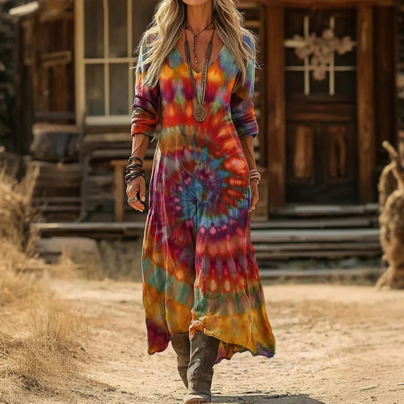 Aurelis™ | Vintage Freizeitkleid mit V-Ausschnitt