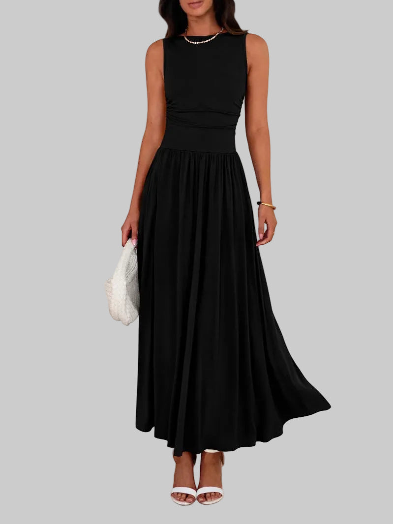 Aveline™ | Ärmelloses Maxikleid mit Raffung