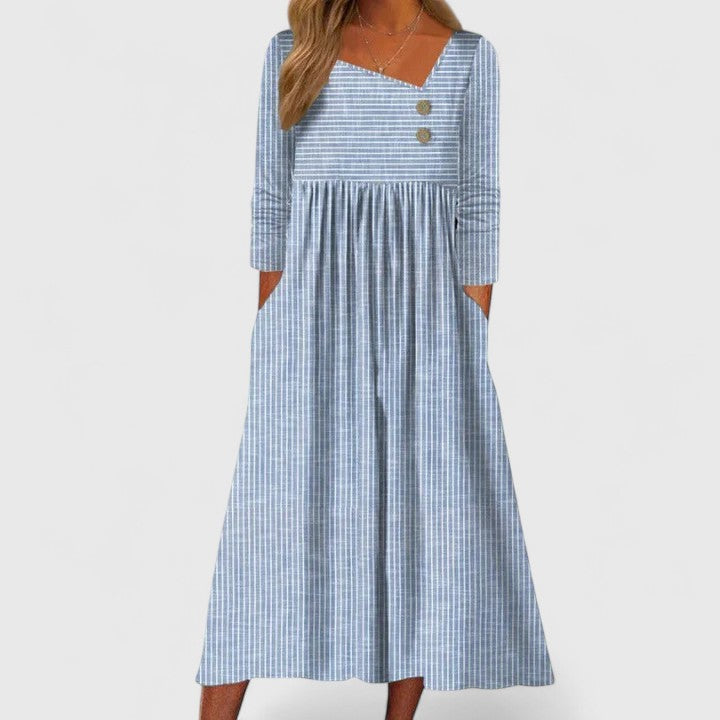 Stahlberg™ | Midi-Kleid mit Taillenschnitt und asymmetrischer Knopfleiste