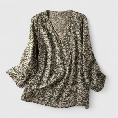 Aurelis™ | Damen Bluse mit Stickerei und Muschelknöpfen