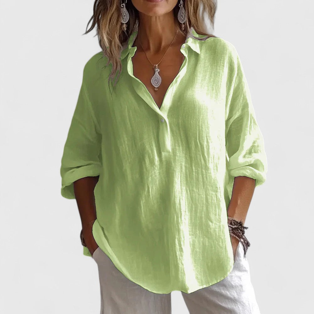 Aurelis™ | Damen Bluse mit V-Ausschnitt und lockerer Passform