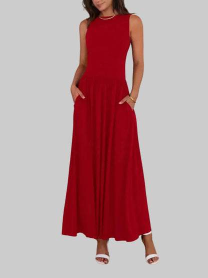 Aveline™ | Ärmelloses Maxikleid mit Raffung