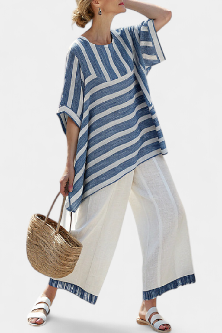 Luviaren™ | Gestreiftes Leinen-Set Oversized
