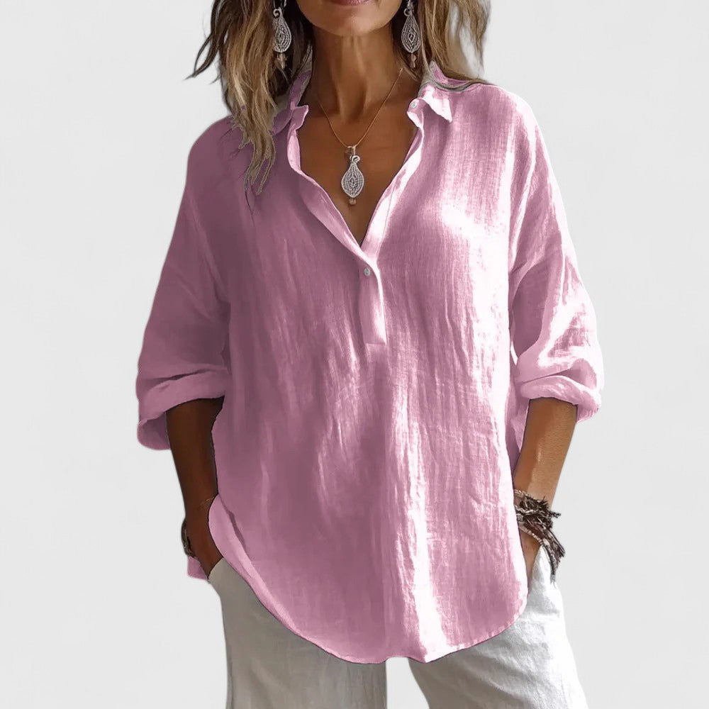 Aurelis™ | Damen Bluse mit V-Ausschnitt und lockerer Passform
