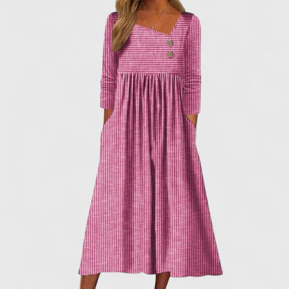 Aurelis™ | Midi-Kleid mit asymmetrischem Ausschnitt