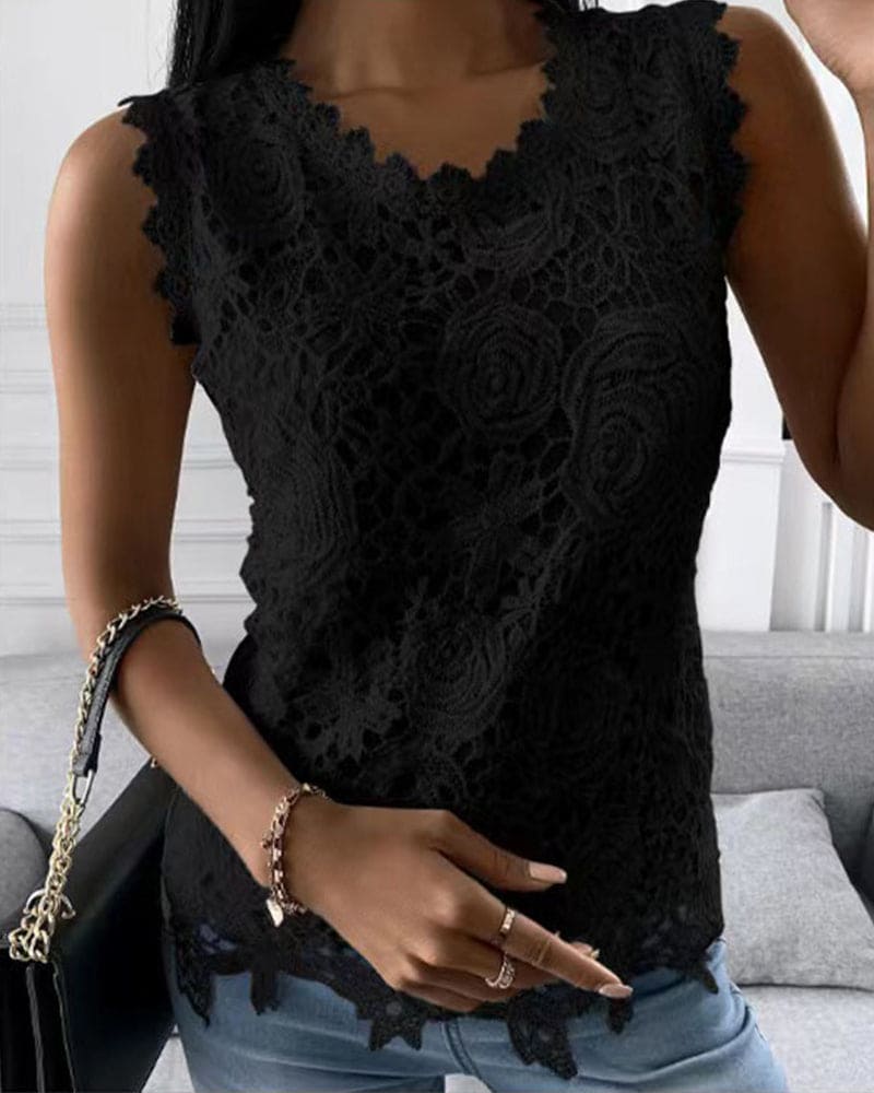 Anna | Elegantes ärmelloses Spitzentop für Damen