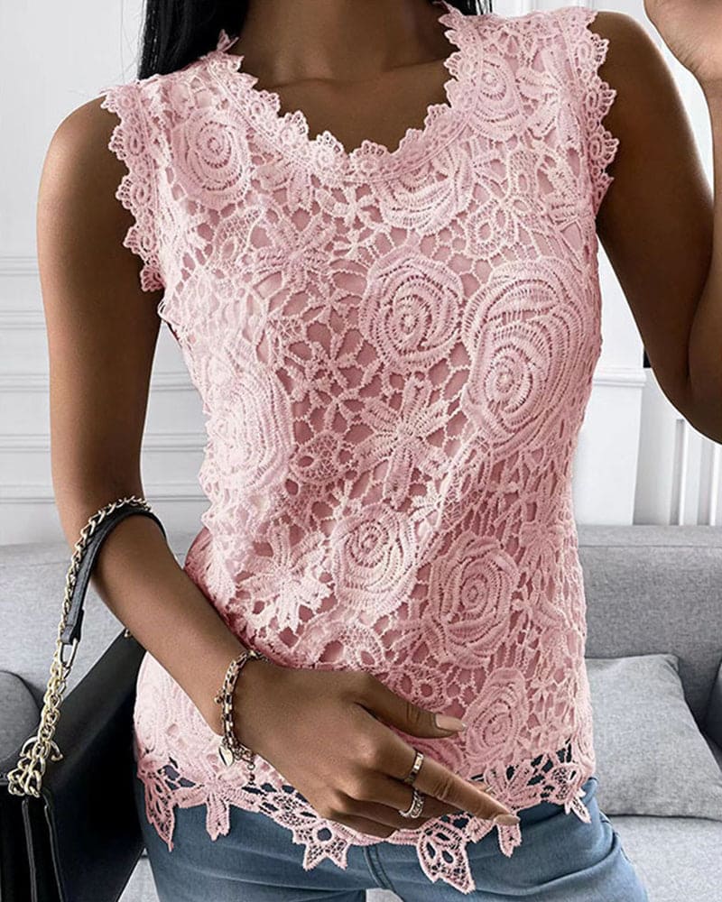 Anna | Elegantes ärmelloses Spitzentop für Damen