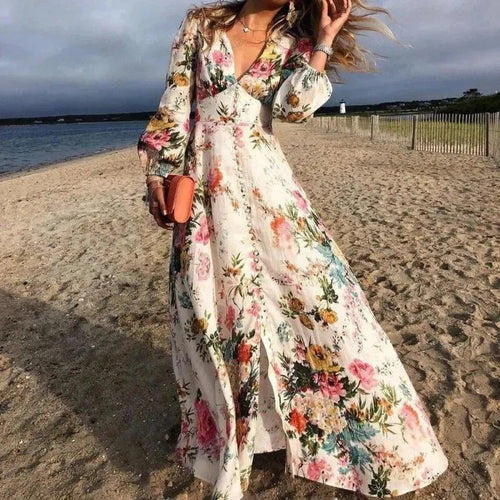 Emily | Elegantes und fließendes langärmliges Maxi-Kleid