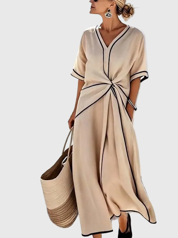 Luviaren™ | Damen Kleid mit V-Ausschnitt und Drapierung