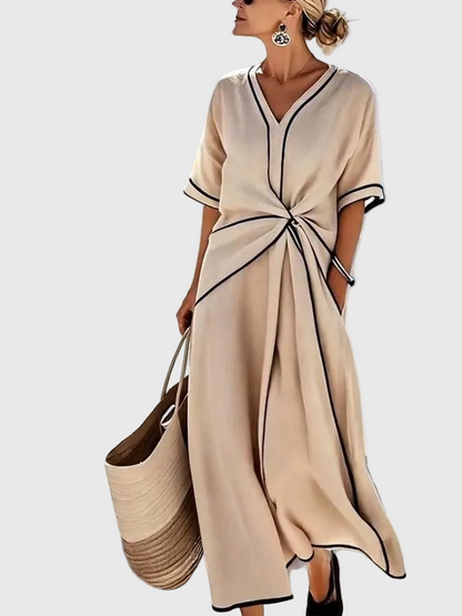 Luviaren™ | Damen Kleid mit V-Ausschnitt und Drapierung