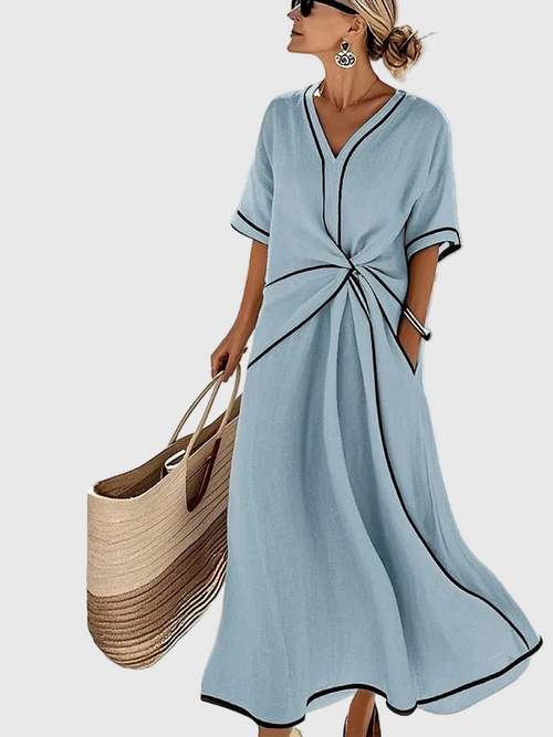 Luviaren™ | Damen Kleid mit V-Ausschnitt und Drapierung