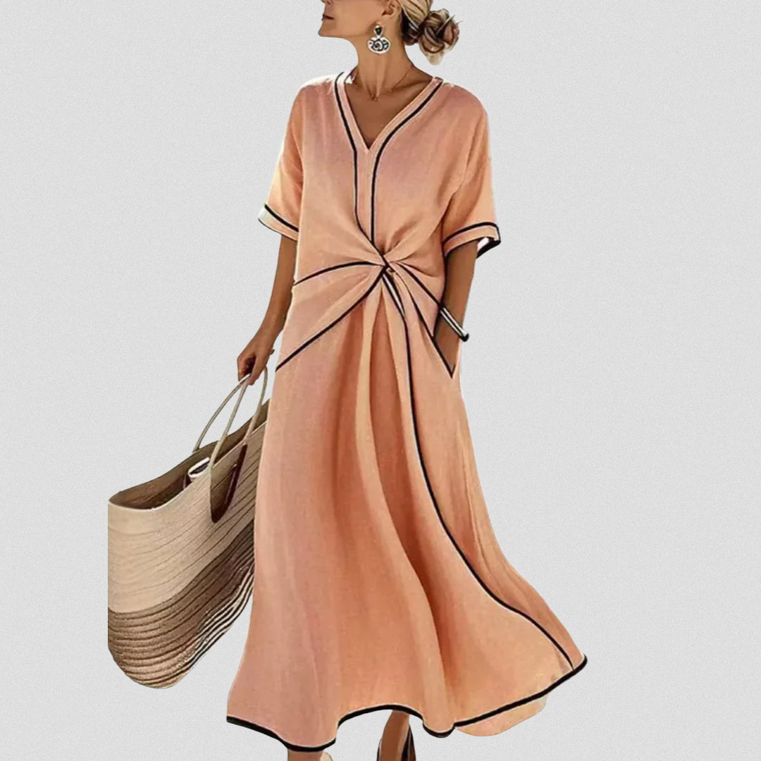 Luviaren™ | Damen Kleid mit V-Ausschnitt und Drapierung