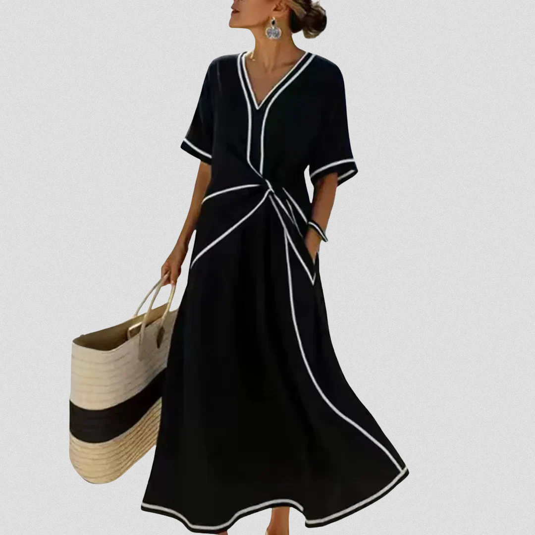 Luviaren™ | Damen Kleid mit V-Ausschnitt und Drapierung