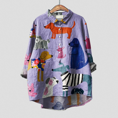 Havelstein™ | Damen Shirt mit Hundedruck und lockerem Schnitt