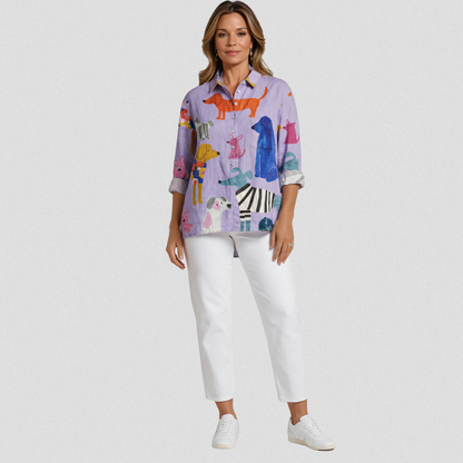 Havelstein™ | Damen Shirt mit Hundedruck und lockerem Schnitt