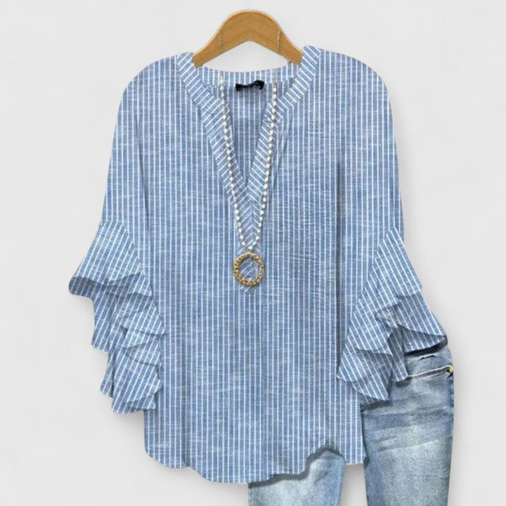 Luviaren™ | Damen Bluse mit Blumenprint und Rüschenärmeln