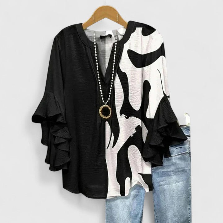 Luviaren™ | Damenbluse mit Blumenmuster und Rüschenärmeln