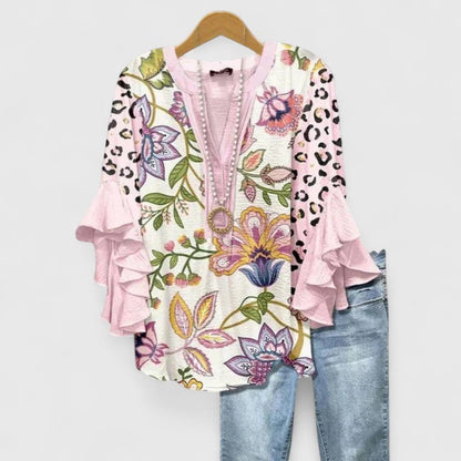 Luviaren™ | Damenbluse mit Blumenmuster und Rüschenärmeln