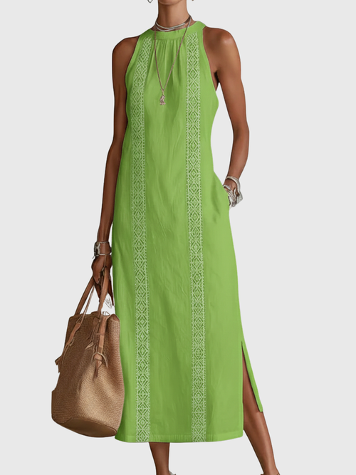 Luviaren™ | Giselle Midi-Kleid mit Spitzen-Details und Schlitz