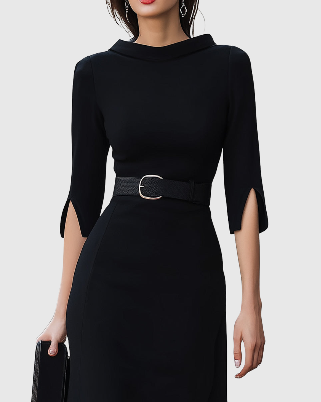 Marlene | Elegantes Business-Midikleid mit Taillengürtel