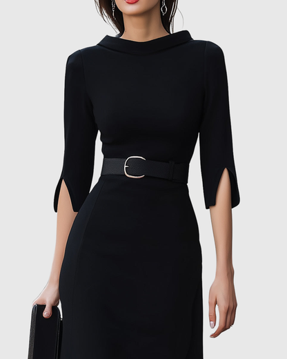 Marlene | Elegantes Business-Midikleid mit Taillengürtel