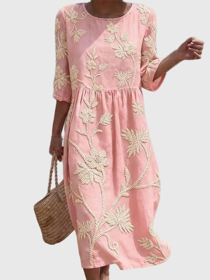Sternberg™ | Vintage Midi-Kleid mit floraler Stickerei