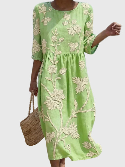 Sternberg™ | Vintage Midi-Kleid mit floraler Stickerei
