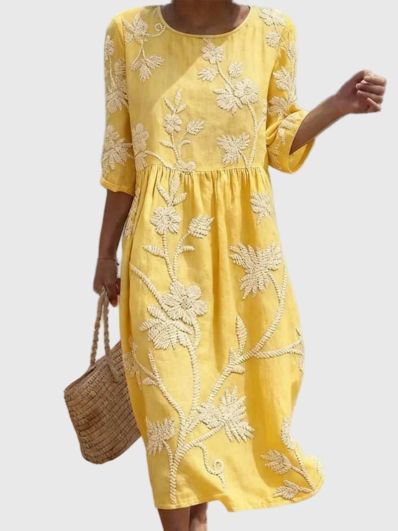 Sternberg™ | Vintage Midi-Kleid mit floraler Stickerei