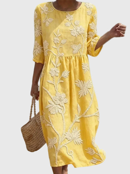 Sternberg™ | Vintage Midi-Kleid mit floraler Stickerei
