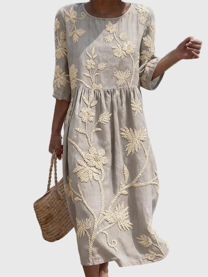 Sternberg™ | Vintage Midi-Kleid mit floraler Stickerei