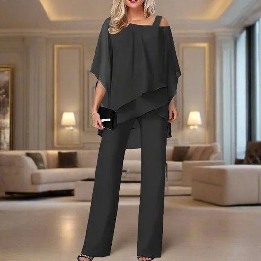 Andrea | Elegantes Chiffon Set Damen Zweiteilig