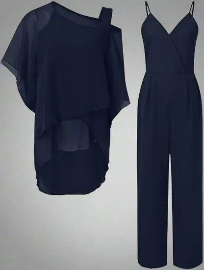 Andrea | Elegantes Chiffon Set Damen Zweiteilig