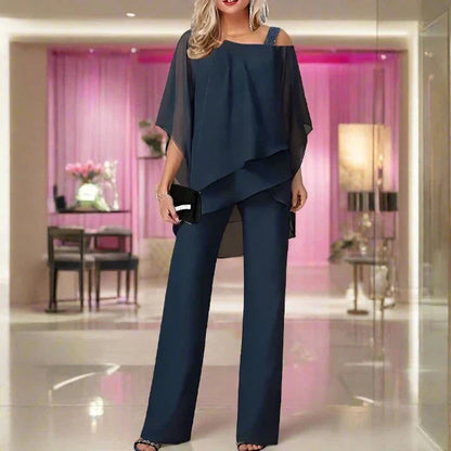Andrea | Elegantes Chiffon Set Damen Zweiteilig