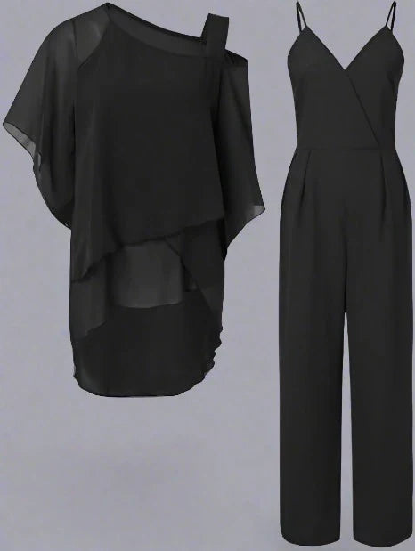 Andrea | Elegantes Chiffon Set Damen Zweiteilig