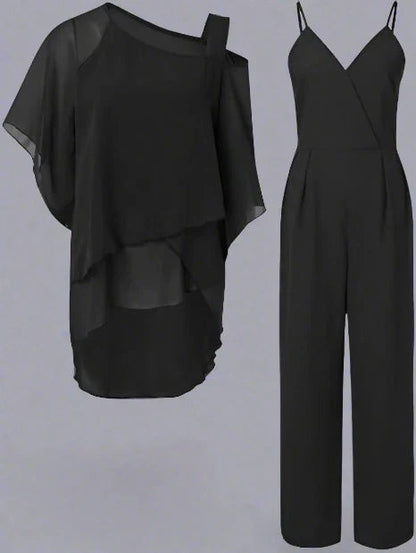 Andrea | Elegantes Chiffon Set Damen Zweiteilig