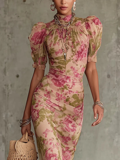 Lisa | Elegantes Maxikleid mit Puffärmeln
