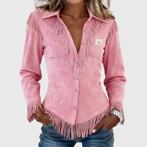 Kaltental™ | Elegante Wildlederbluse mit Fransen