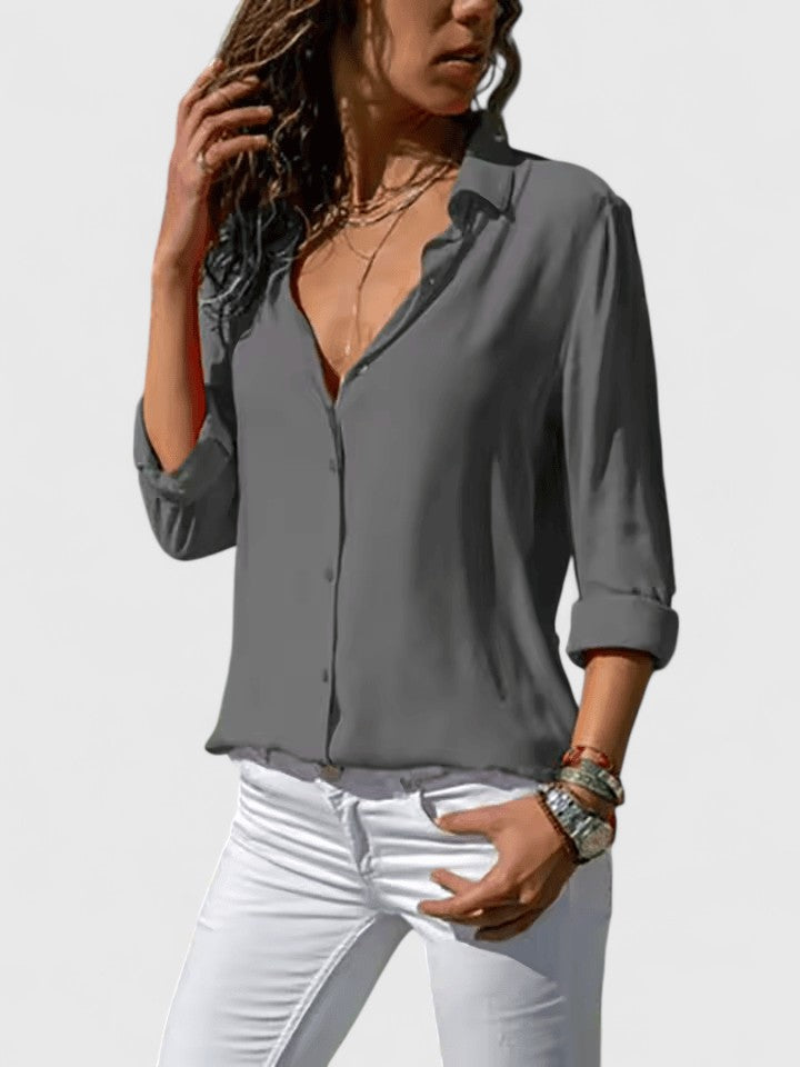 Luviaren™ | Chiffonbluse mit V-Ausschnitt
