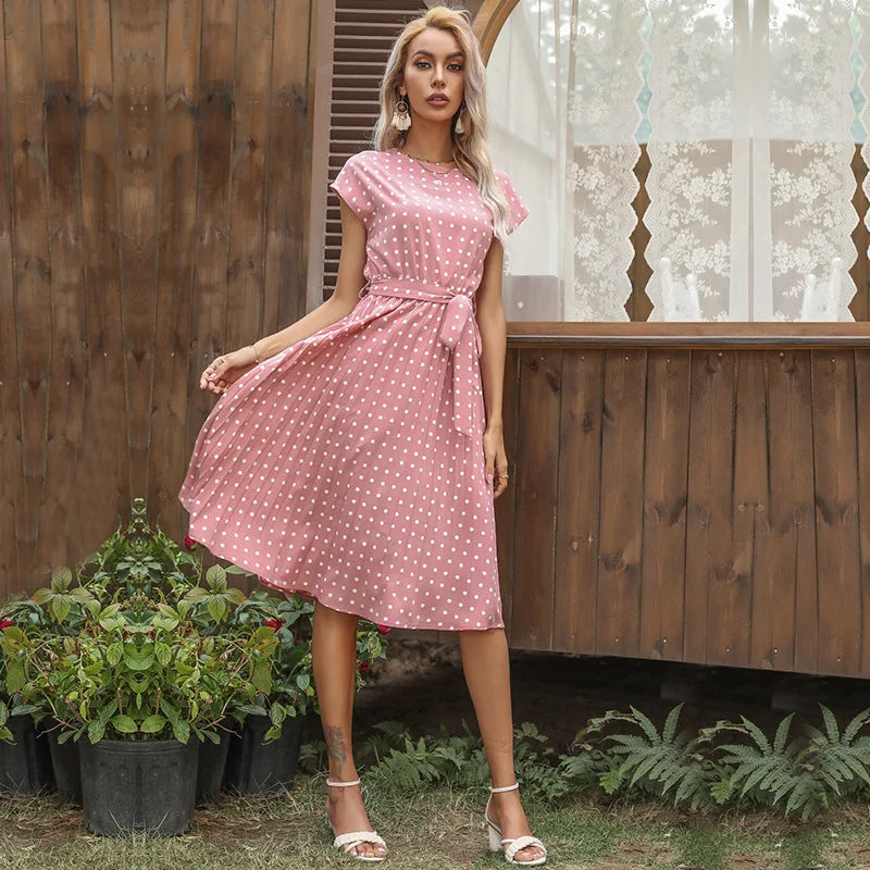 Aurelis™ | Midi Kleid mit Faltenrock und Taillengürtel