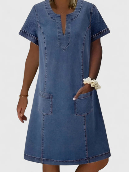 Sternberg™ | Knielanges Denim-Kleid mit Taschen