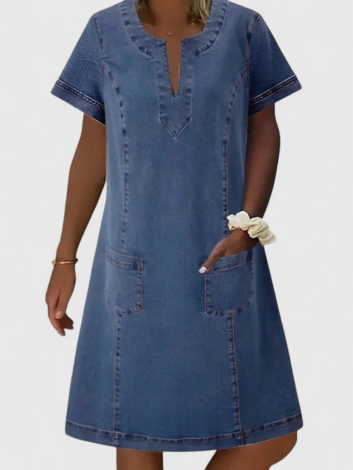 Sternberg™ | Knielanges Denim-Kleid mit Taschen