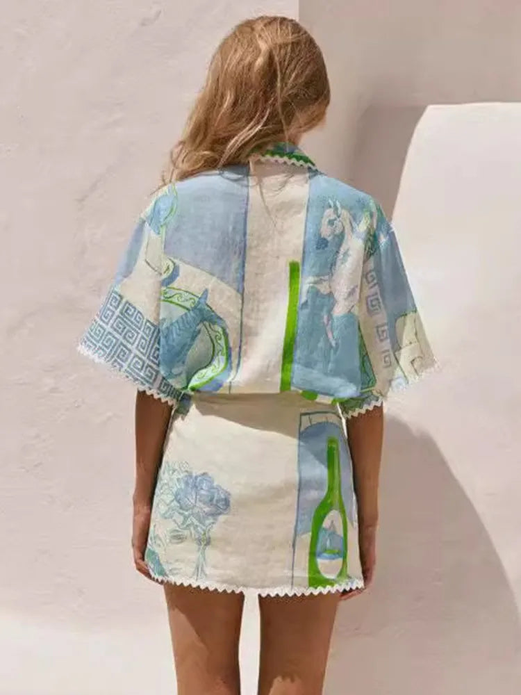 Luviaren™ | Patchwork Mini-Kleid mit Taillengürtel