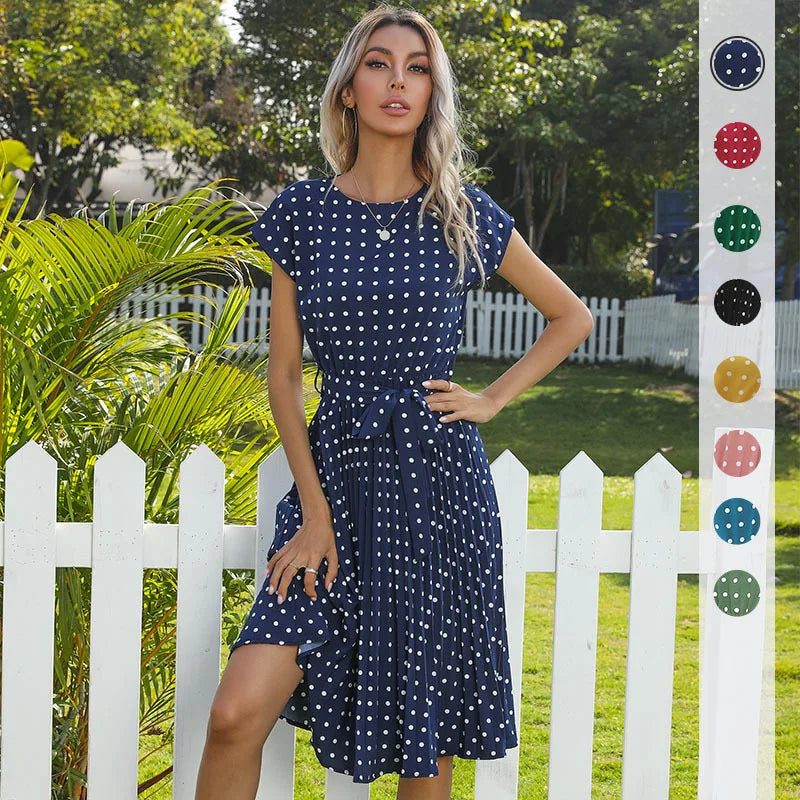Aurelis™ | Midi Kleid mit Faltenrock und Taillengürtel