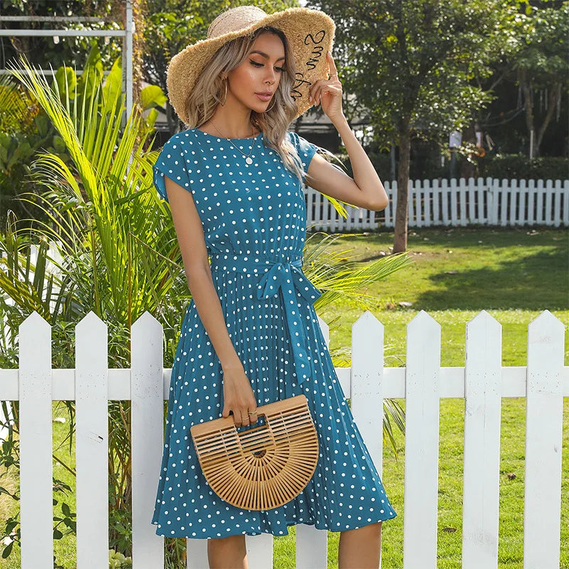 Aurelis™ | Midi Kleid mit Faltenrock und Taillengürtel