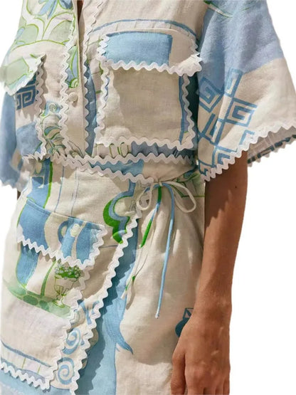Luviaren™ | Patchwork Mini-Kleid mit Taillengürtel