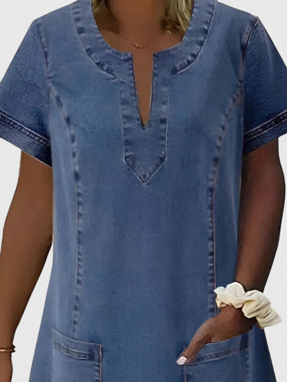 Sternberg™ | Knielanges Denim-Kleid mit Taschen
