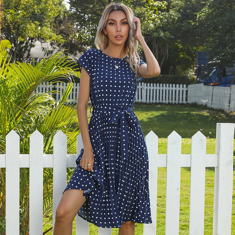 Aurelis™ | Midi Kleid mit Faltenrock und Taillengürtel